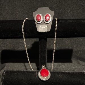 Elegant Red Jasper and Silver Jewelry Set